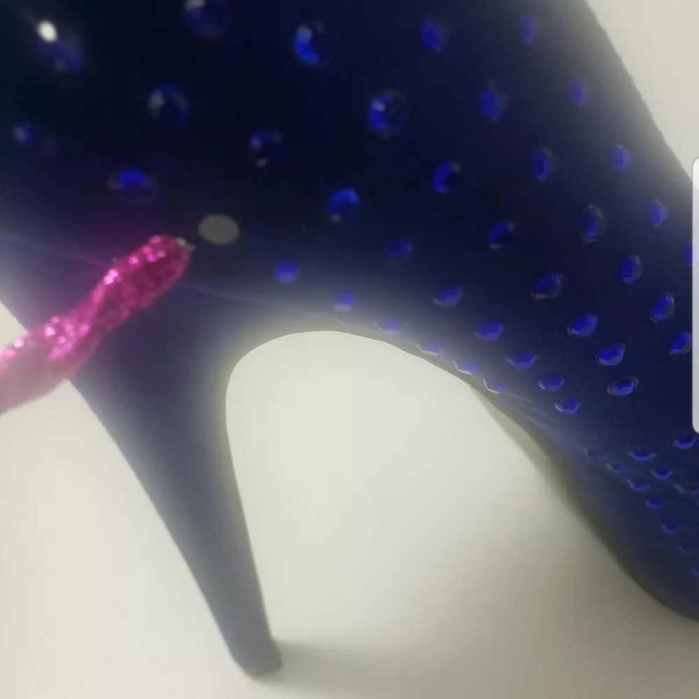 Forever 21 Blue Suede Rhinestone Heels - Picture 9 of 11